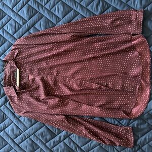 Ann Taylor Women’s Maroon Patterned Button Down Shirt